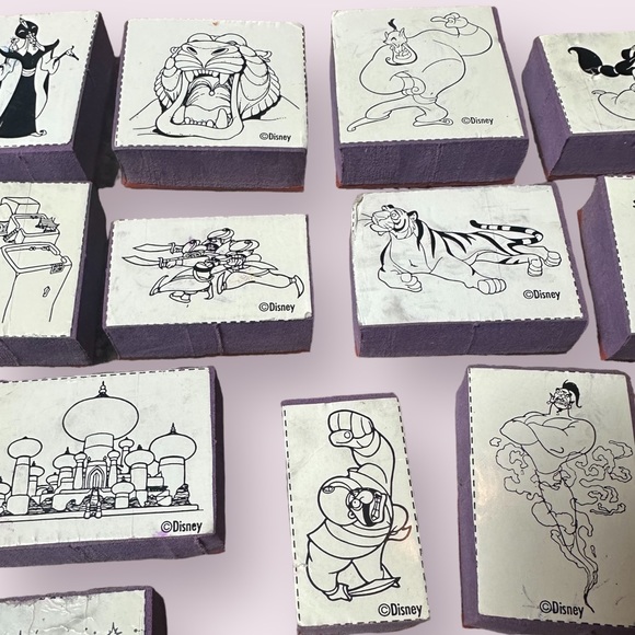 Large Set Of 34 Disney Aladdin Rubber Stamps Jasmine Jafar The Genie Rajah - Picture 7 of 15